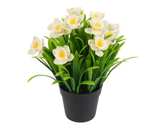 Kunstbloem in Pot - countryfield - Narcis - Wit - kunststof/kunstzijde - L10 × B10 × H26 cm
