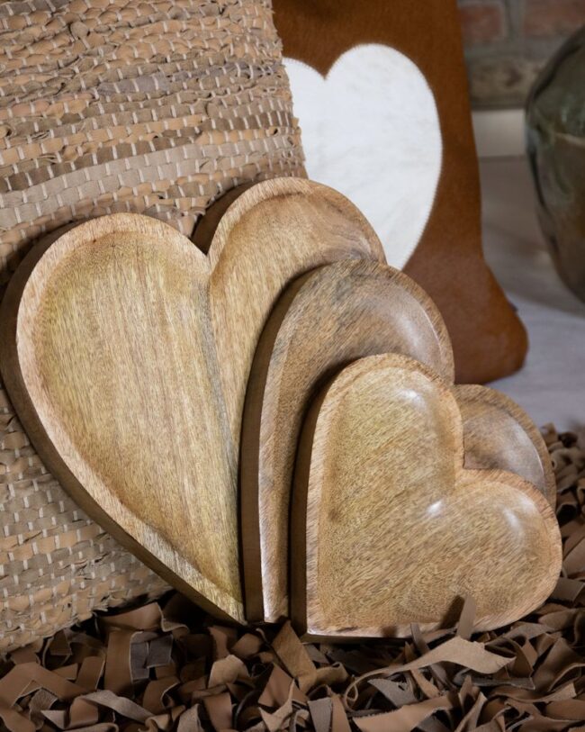 Schaal Hart - Mangohout - naturel - Ø 25 cm - Mars & More