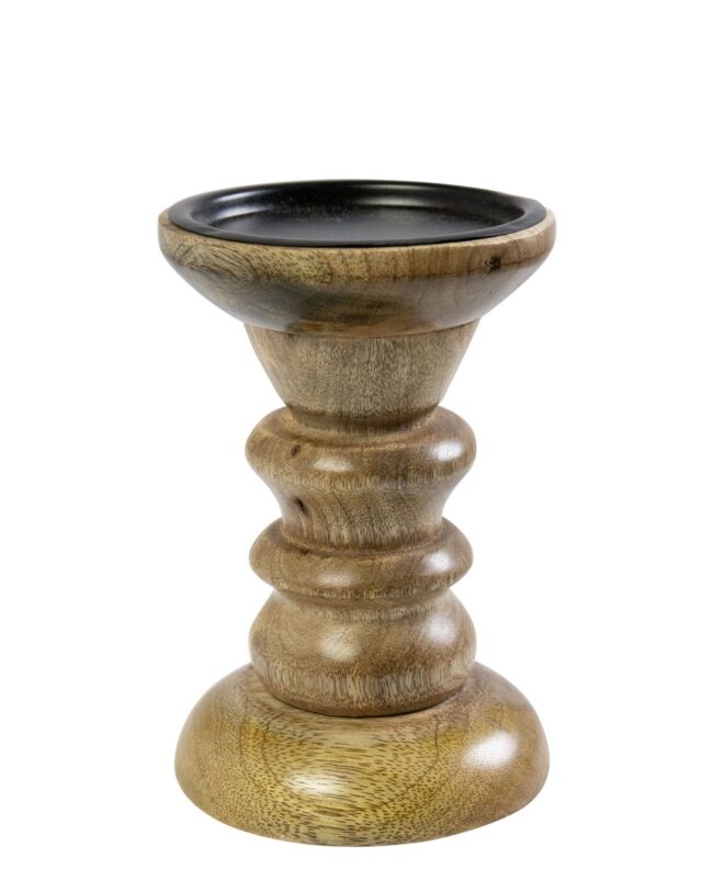 x - Kandelaar - mars & more - Mangohout met Ringen - H 15 cm