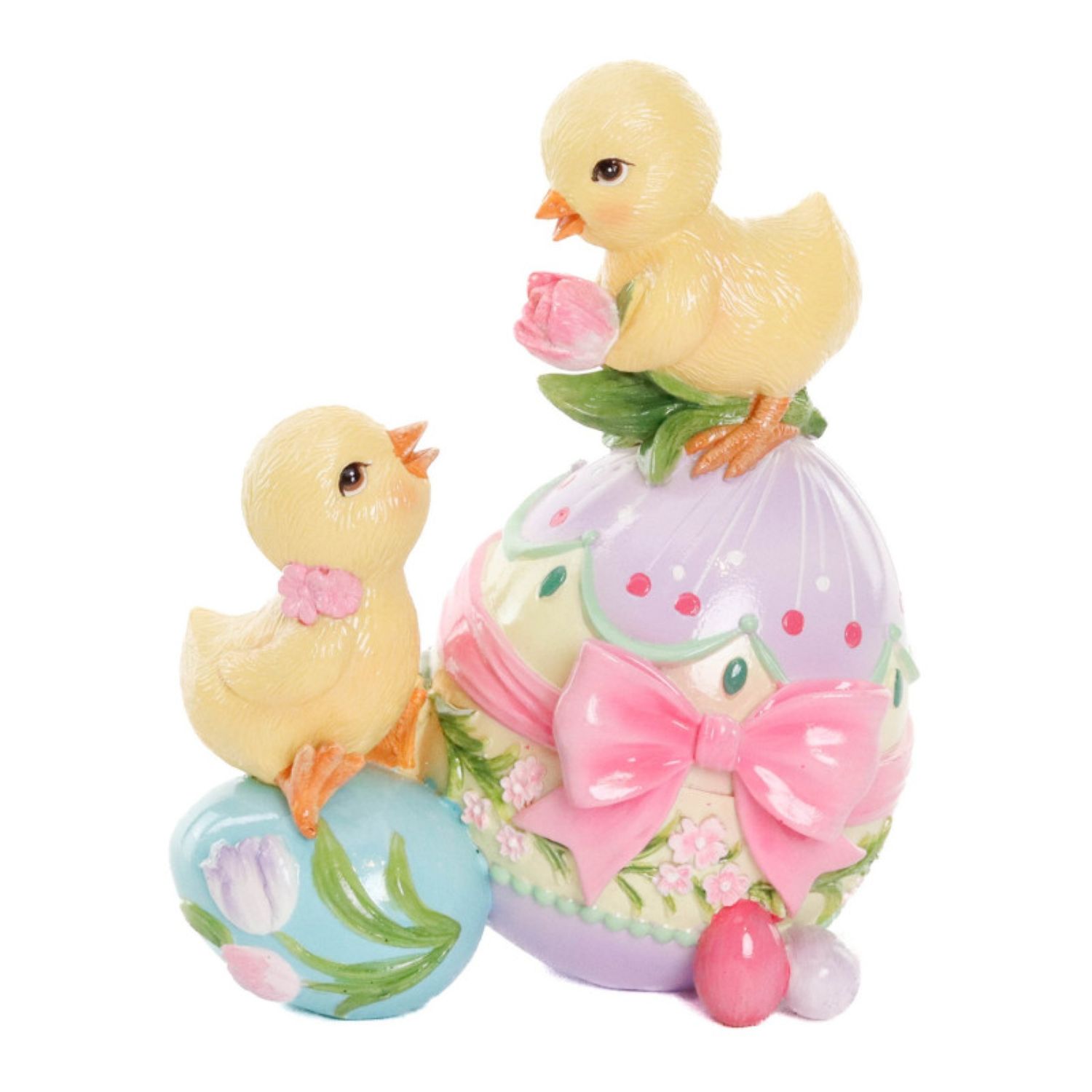 Paasdecoratie - Goodwill - Kuikentjes op Paaseieren - multi - kunsthars - h 18 cm