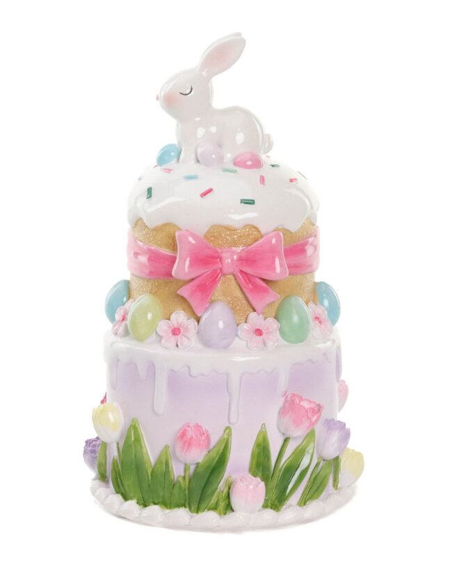 Paasdecoratie - goodwill - paashaas op paascake - Multicolor - kunsthars - H 25,5 cm