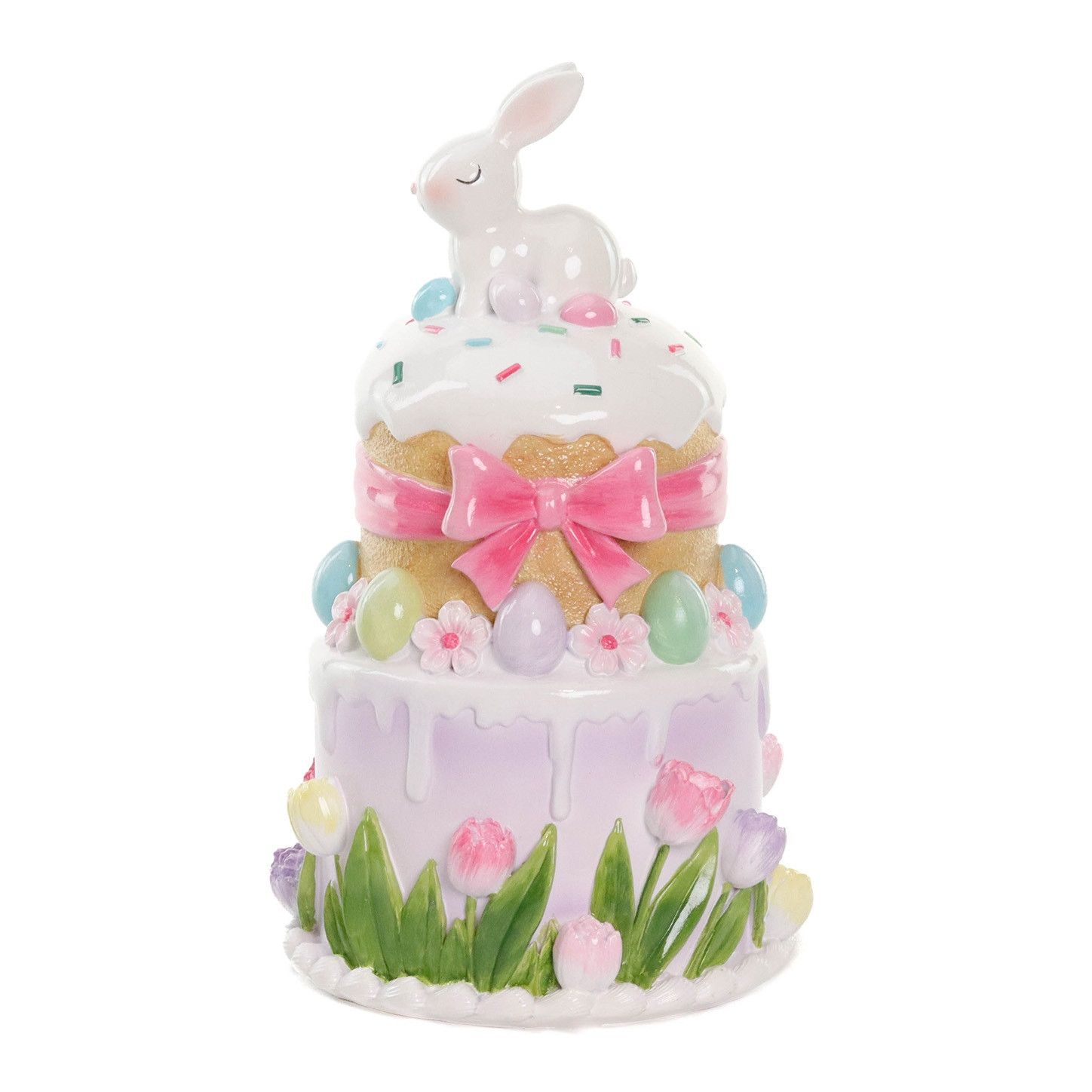 Paasdecoratie - goodwill - paashaas op paascake - Multicolor - kunsthars - H 25,5 cm