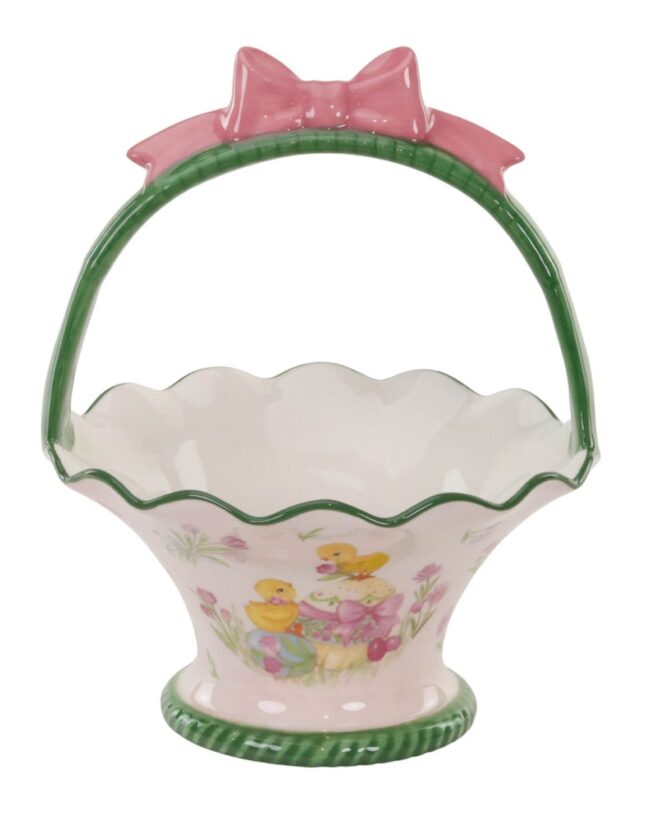 Paasmandje met Kuikentjes - goodwill - keramisch - multi - H 19 cm