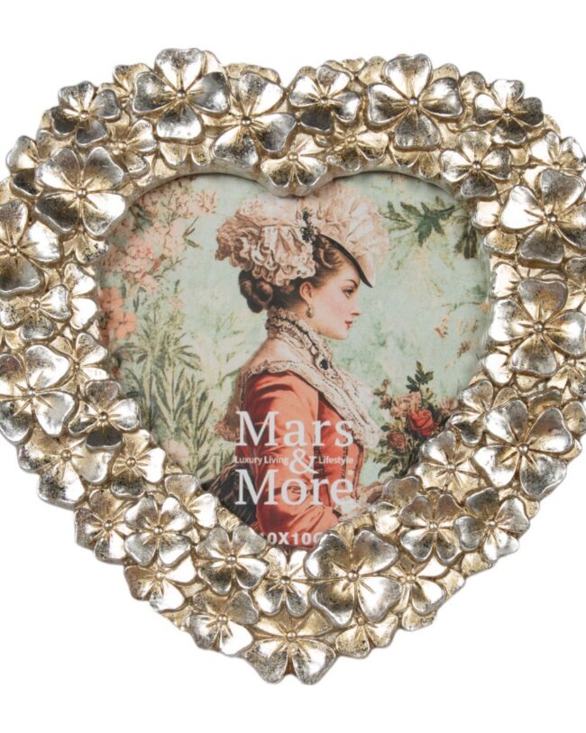 Fotolijst Hart - Klavertjes - Kunsthars - Zilver - H 15,7 cm - Mars & More