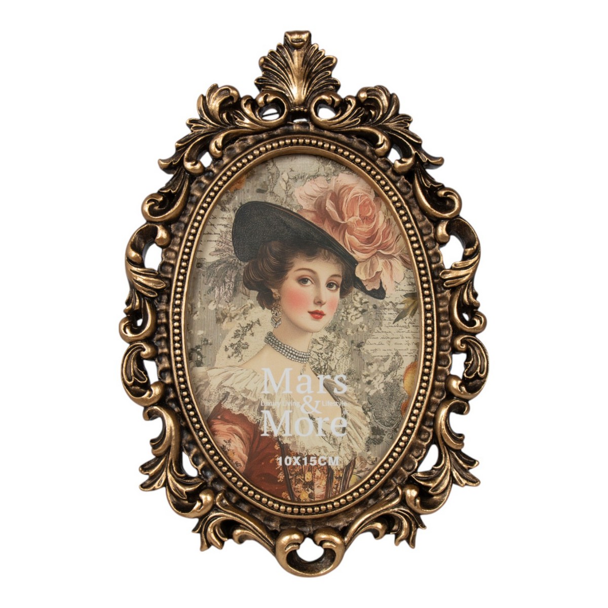 Fotolijst Ovaal - Schelp - Kunsthars - Goud - H 22,7 cm - Mars & More