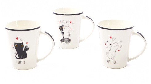 MOK - ❤️ kat - aardewerk - wit met drie motieven -