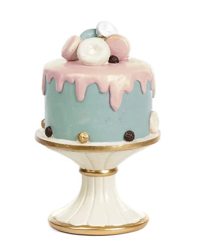 paasdecoratie - heart by goodwill - Donutcake op standaard - kunsthars - wit/groen - h 20 cm