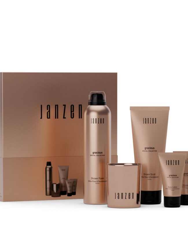 CADEAUBOX  Gracious M - JANZEN - GEURKAARS-BODYLOTION-DOUCHESCHUIM-DOUCHEGEL-DOUCHESCRUB