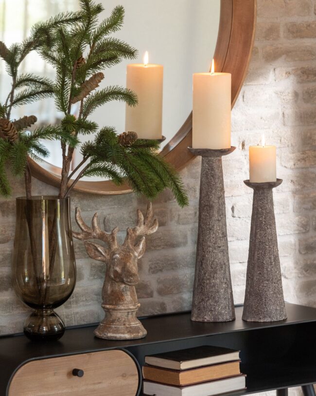 Kaarshouder - j-line - Aluminium - Bruin - groot - Ø 13 x 46,5 cm