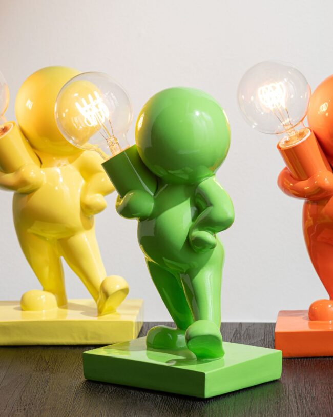 Tafellamp Marcel - j-line - Kunsthars - Oranje🧡- 17 x 12,5 x 30,5 cm