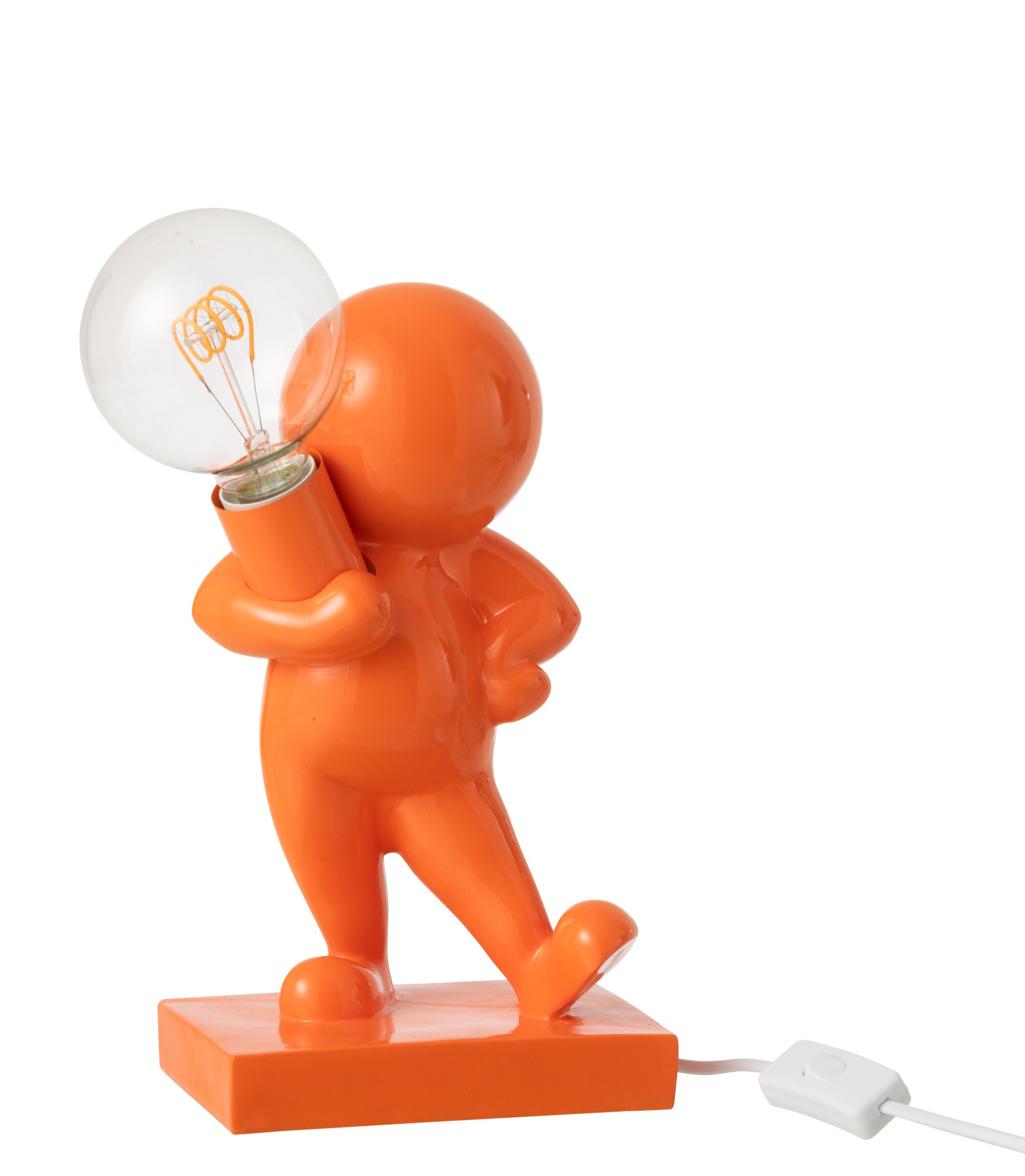 Tafellamp Marcel - j-line - Kunsthars - Oranje🧡- 17 x 12,5 x 30,5 cm - Afbeelding 4