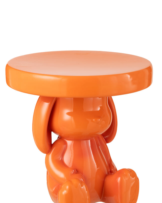 Bijzettafel beer - J-line - kunsthars - oranje - Ø 35 x 35 cm - geen verzending/enkel afhalen