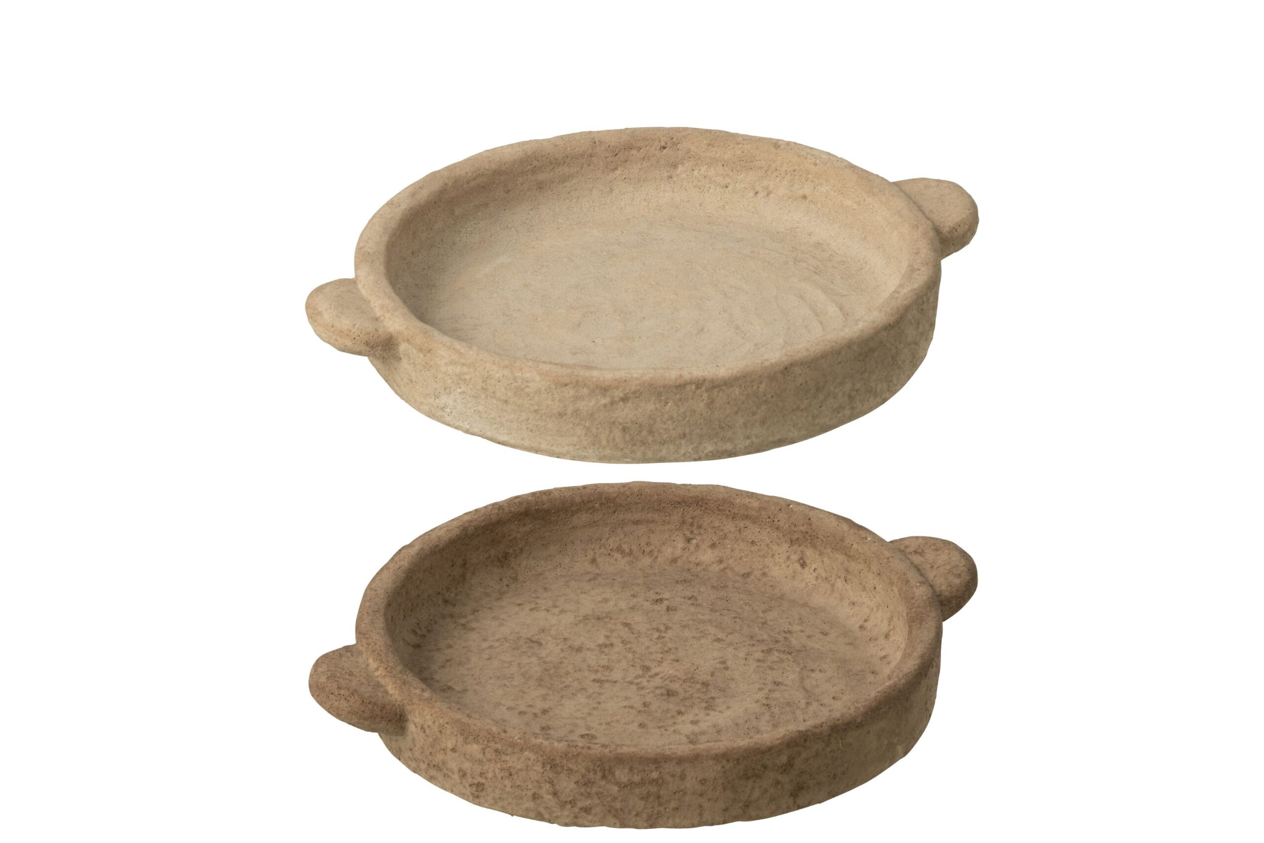 π€β¨ Schaal met Handvaten - j-line - Rond β Keramiek - Beige/Donkerbruin - Klein - 24,5 x 20 x 3,5 cm - Assortiment van 2/prijs per stuk - Afbeelding 2