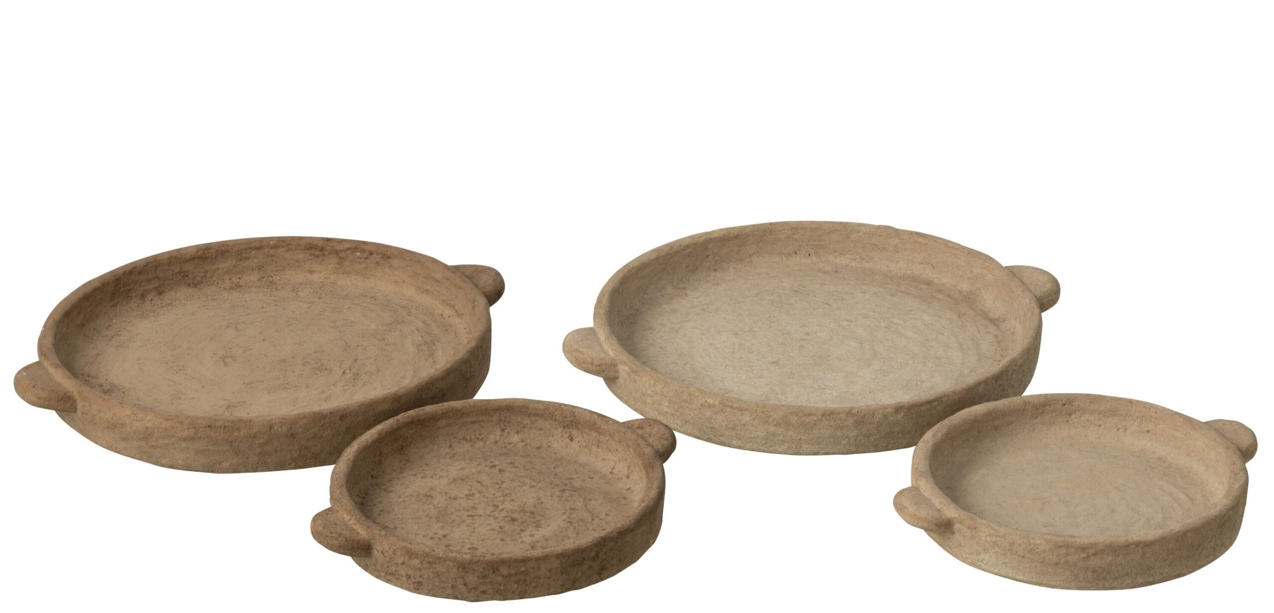 π€β¨ Schaal met Handvaten - j-line - Rond β Keramiek - Beige/Donkerbruin - Klein - 24,5 x 20 x 3,5 cm - Assortiment van 2/prijs per stuk - Afbeelding 3