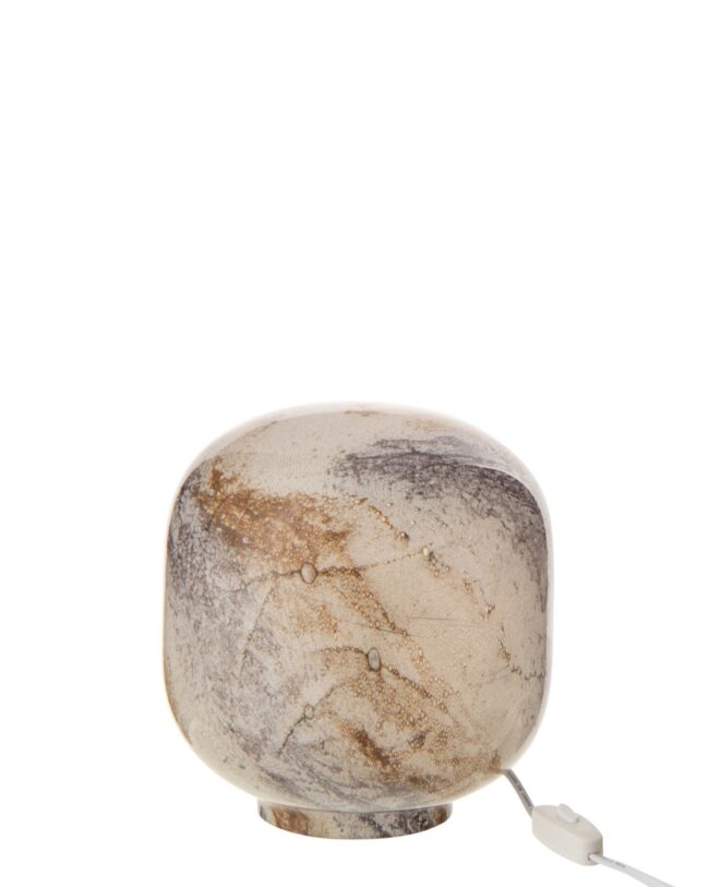 Tafellamp Bola – j-line – Gemengd Glas – Bruin/Beige/Zwart 🤎💡- klein – Ø 21 x 21,5 cm – enkel afhalen/ geen verzending