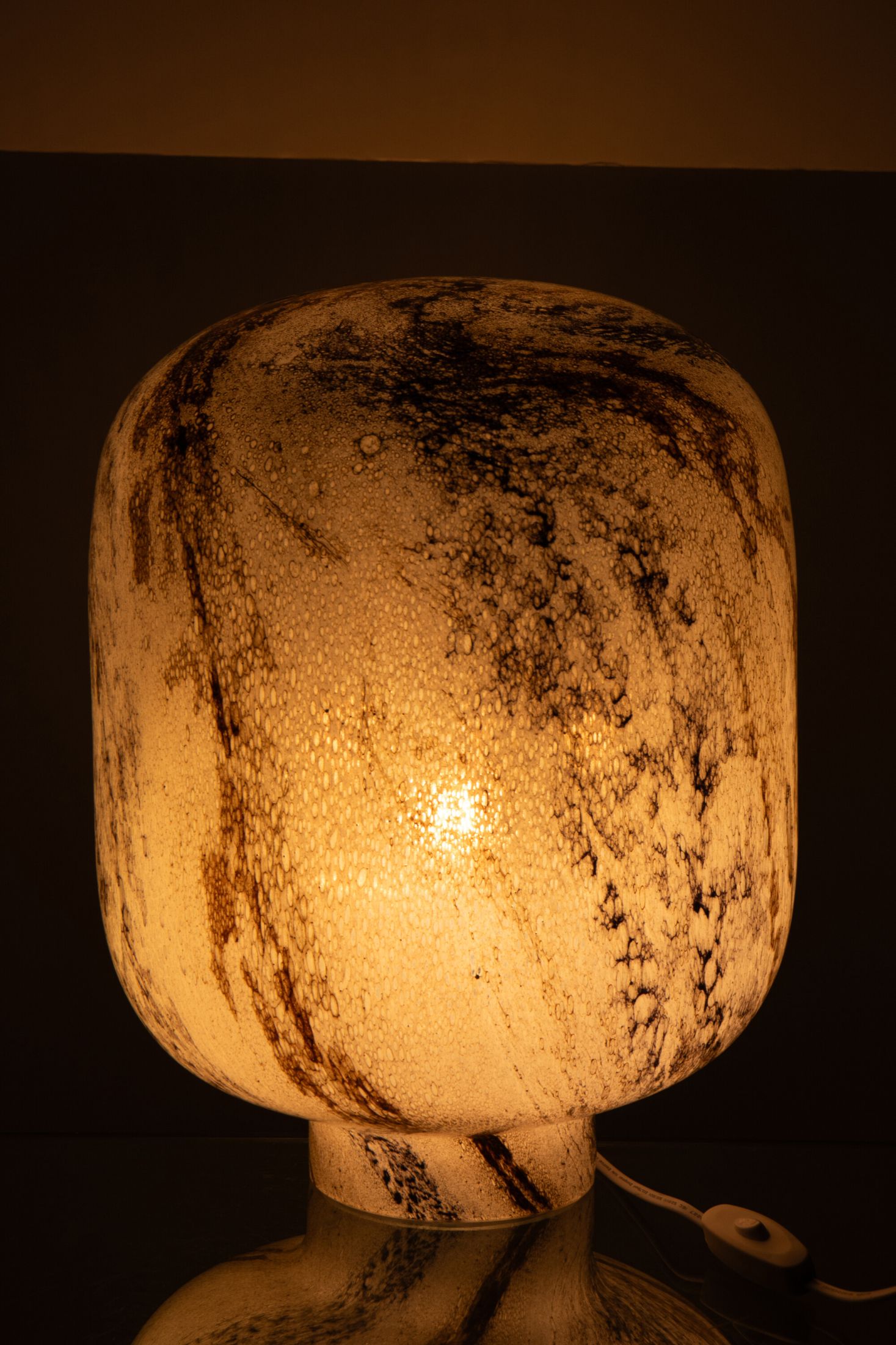 Tafellamp Bola β j-line β Gemengd Glas β Bruin/Beige/Zwart π€π‘- groot β Γ 30 x 38 cm β enkel afhalen/ geen verzending - Afbeelding 3