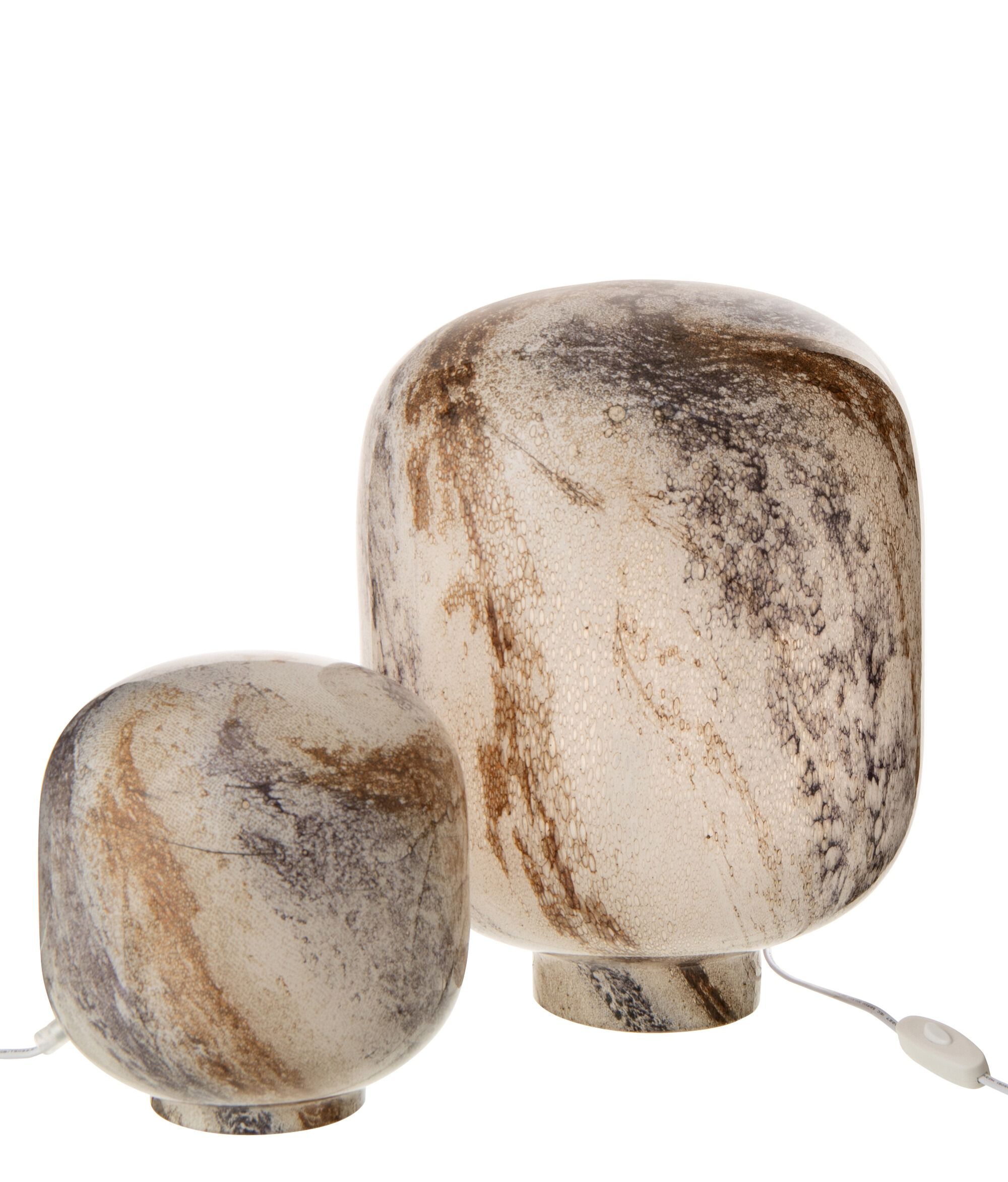 Tafellamp Bola β j-line β Gemengd Glas β Bruin/Beige/Zwart π€π‘- groot β Γ 30 x 38 cm β enkel afhalen/ geen verzending - Afbeelding 4