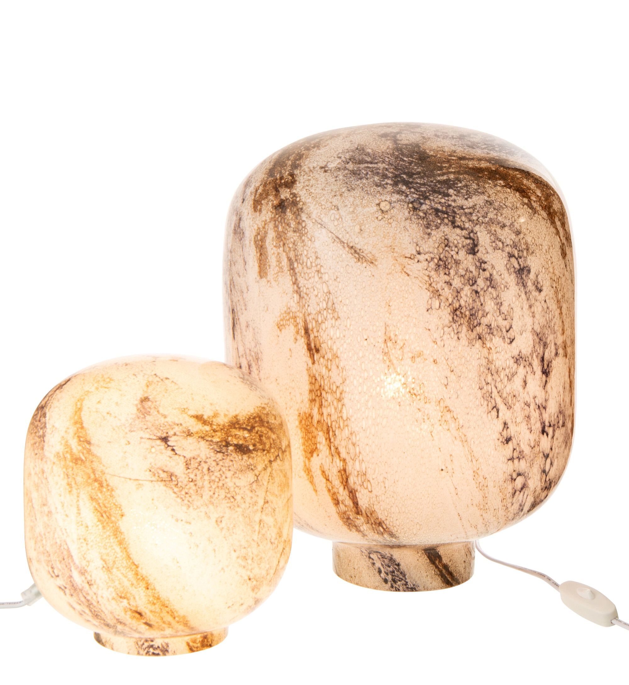 Tafellamp Bola β j-line β Gemengd Glas β Bruin/Beige/Zwart π€π‘- groot β Γ 30 x 38 cm β enkel afhalen/ geen verzending - Afbeelding 5