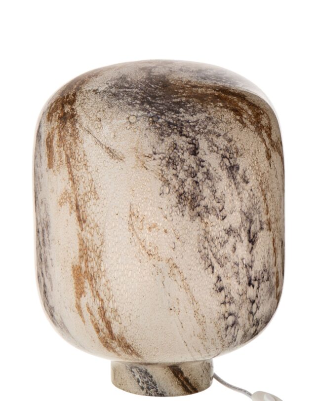 Tafellamp Bola – j-line – Gemengd Glas – Bruin/Beige/Zwart 🤎💡- groot – Ø 30 x 38 cm – enkel afhalen/ geen verzending