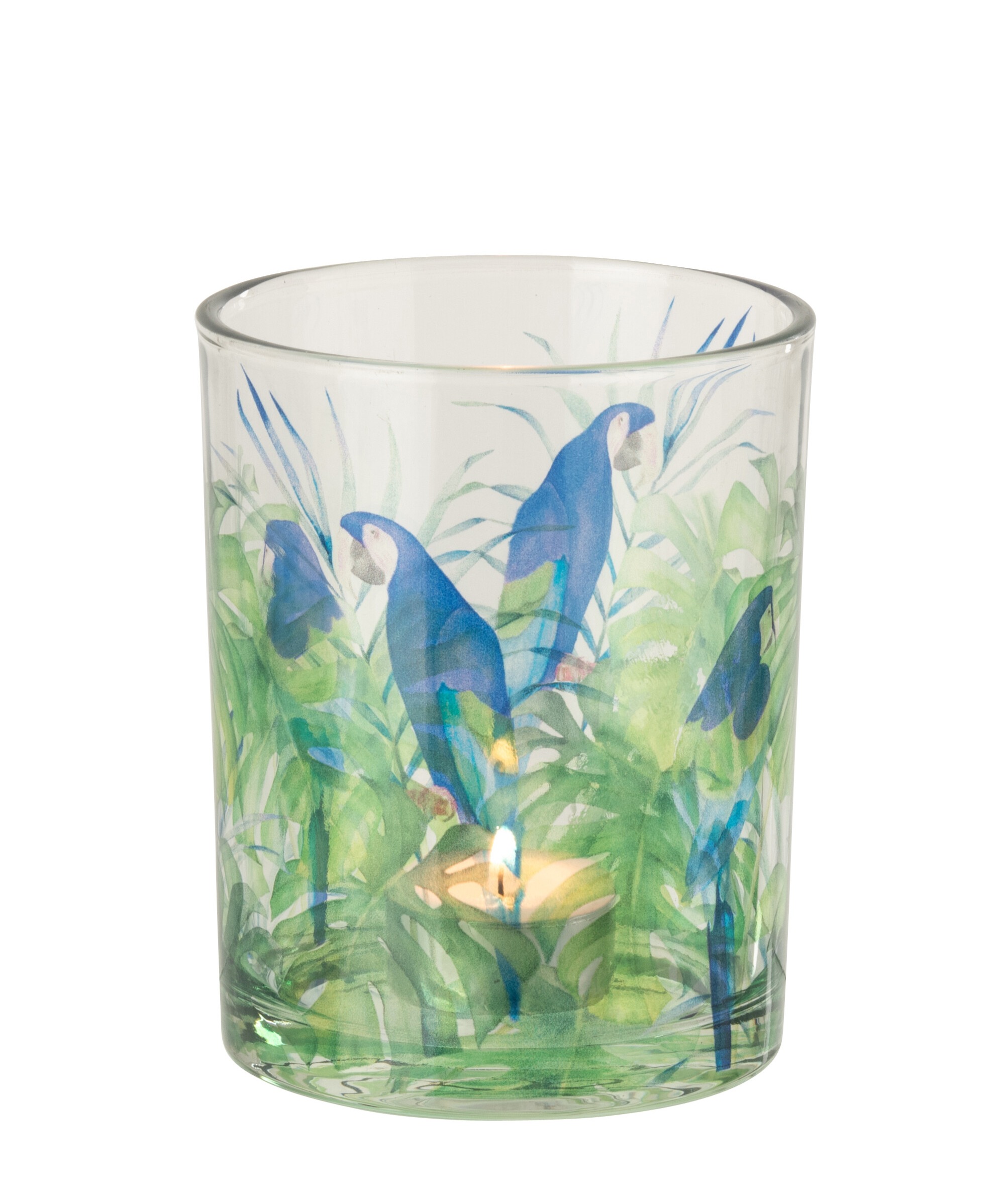 π¦β¨ Theelichthouder Papegaai - j-line - Glas - Blauw/Groen - middel - Γ 10 x 12,5 cm - Afbeelding 3