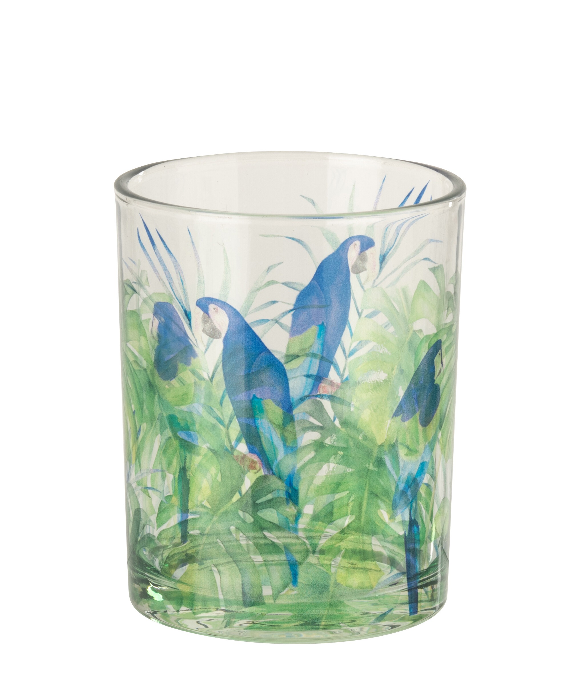 π¦β¨ Theelichthouder Papegaai - j-line - Glas - Blauw/Groen - middel - Γ 10 x 12,5 cm - Afbeelding 2