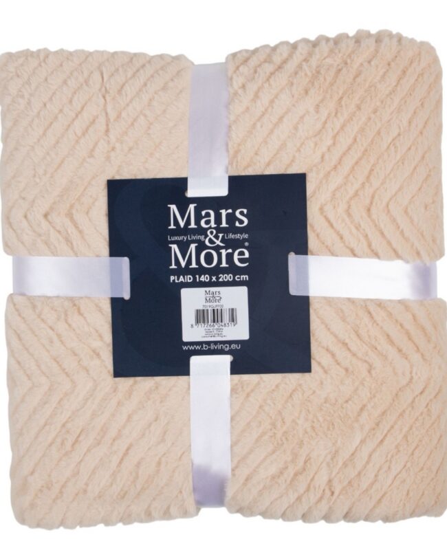 Plaid - Mars & More - “Visgraat”  - beige - 140 x 200 cm