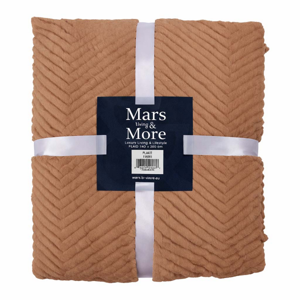 Plaid - Mars & More - “Visgraat”  - taupe - 140 x 200 cm