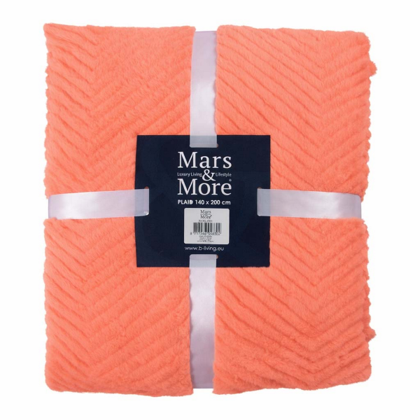 Plaid - Mars & More - “Visgraat”  - Zalmroze - 140 x 200 cm