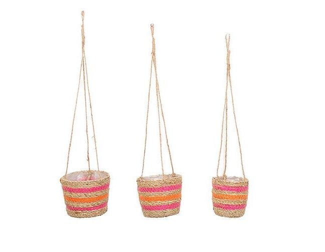 hangmand - countryfield - set van 3 natuurlijk materiaal - naturel/oranje/roze