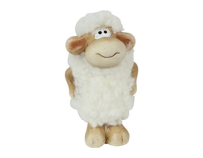 decoratief ornament – countryfield – Schaap Shaun – keramiek/polyester – wit/beige – 7 x 5 x 11,5 cm