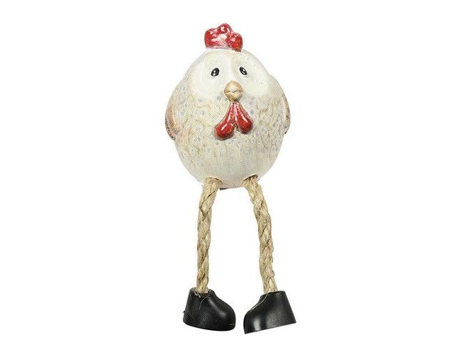 decoratief ornament - countryfield - Kip pru met hangbenen klein - keramiek - beige - 6 x 6,5 x 8 cm