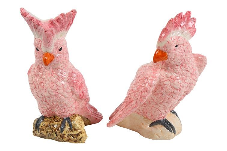 decoratieve vaas - countryfield - roze papegaai - keramiek - 18 × 16,6 × 24,4 cm - assortiment van 2/prijs per stuk