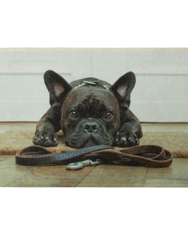 deurmat - Mars & More - “franse bulldog” - zwart/BEIGE - 75 x 50 cm