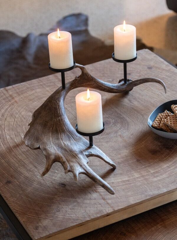 kaarshouder hertengewei - J-Line - kunsthars - bruin - 62,5 x 34,5 x 21,5 cm