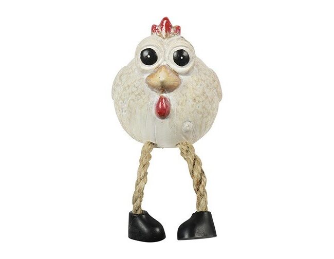 decoratief ornament - countryfield - kip met hangbeentjes - keramiek - beige - 7,5 x 8,5 x 8,5 cm