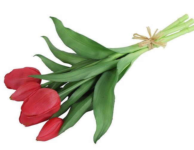 Kunstboeket – countryfield – tulpen – kunststof – 4 stuks fuchsia – L15B15H28CM