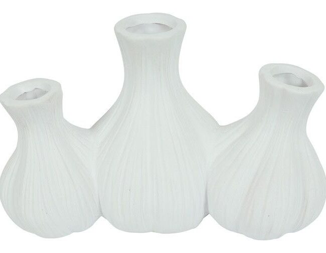 🌿 Tulpenbolvaas ‘Fabio’ - countryfield - keramiek - Geschakeld 3 – Wit - 26,5 x 13 x 17 CM