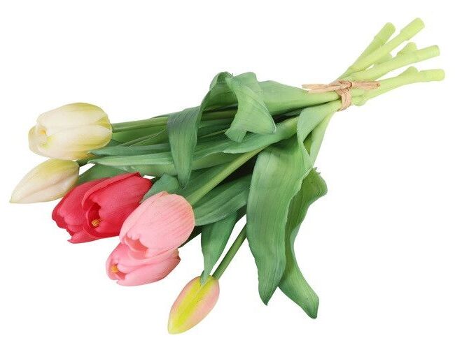 Kunstboeket – countryfield – tulpen – kunststof – 7 stuks veelkleurig – L20B20H28CM