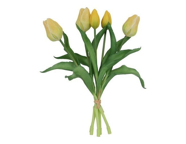 Kunstboeket – countryfield – 3D tulpen – kunststof – 5 stuks geel – L15B15H28CM