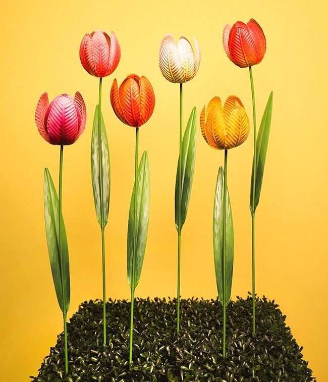 🌷 Tuinsteker Tulipa - countryfield - metaal - Veelkleurig - middel - 13 × 10 × 76 cm - assortiment van 6/prijs per stuk