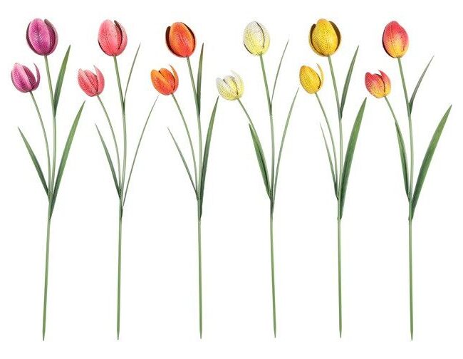 🌷 Tuinsteker Tulipa - countryfield - metaal - Veelkleurig - groot - 26 × 10 × 100 cm - assortiment van 6/prijs per stuk
