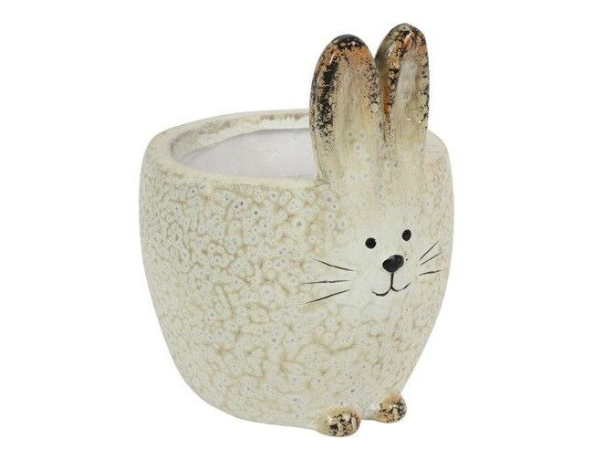 🐇 Bloempot Konijn ‘Elly’ - countryfield -Keramiek - Beige - 11,5 x 11,5 x 14 CM