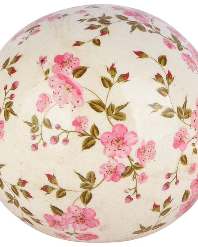 🌸 Decoratieve bol “Pink Daisies” - decoratief - keramiek -  Beige - Ø 12