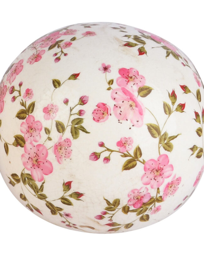 🌸 Decoratieve bol “Pink Daisies” - decoratief - keramiek -  Beige - Ø 10
