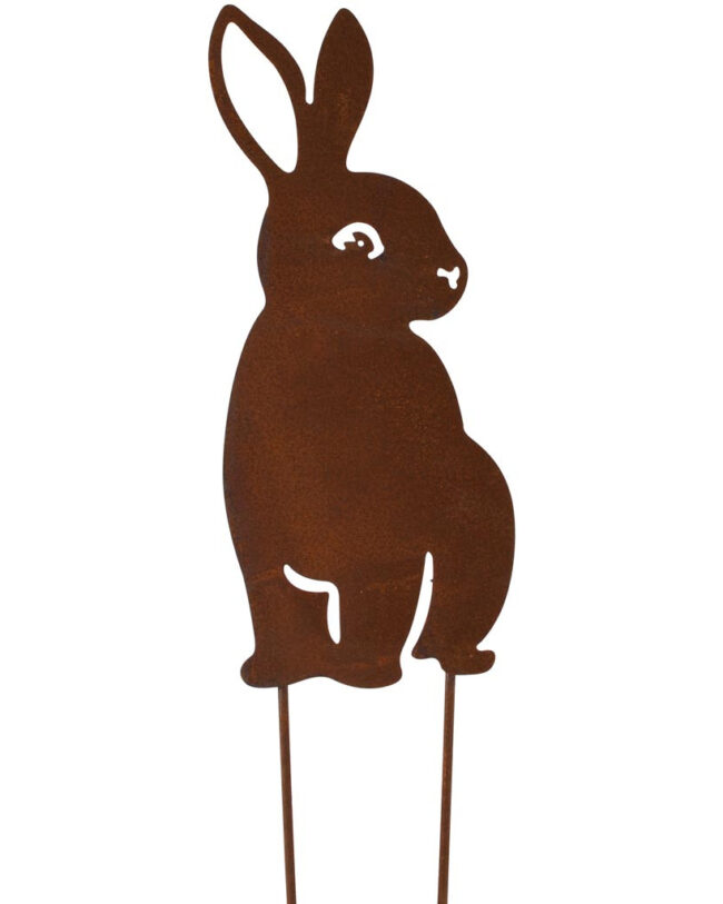π Tuinprikker met Bunny - decoratief - metaal - Roest - 13 x 45 cm
