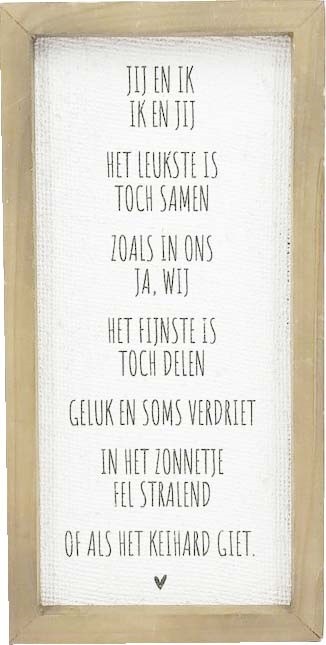 wanddecoratie - Mondeco - Tekstbord “Jij en Ik…” - 15 x 30 x 2 cm