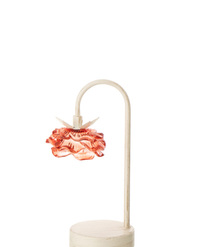💡 Tafellamp LED Bloem - j-mine - Metaal - Oranje/Gebroken Wit - klein - 13,5 x 10,5 x 36,5 cm