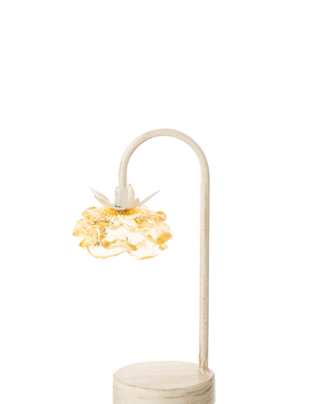 💡 Tafellamp LED Bloem - j-mine - Metaal - geel/Gebroken Wit - klein - 13,5 x 10,5 x 36,5 cm