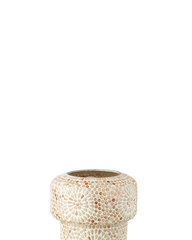 💡 Tafellamp Mozaïek - j-line - Glas - Beige/Wit - Klein - Ø 19 x H 18 cm
