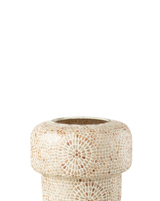 💡 Tafellamp Mozaïek - j-line - Glas - Beige/Wit - middelgroot - Ø 26 x H 24 cm - enkel afhalen/geen verzending